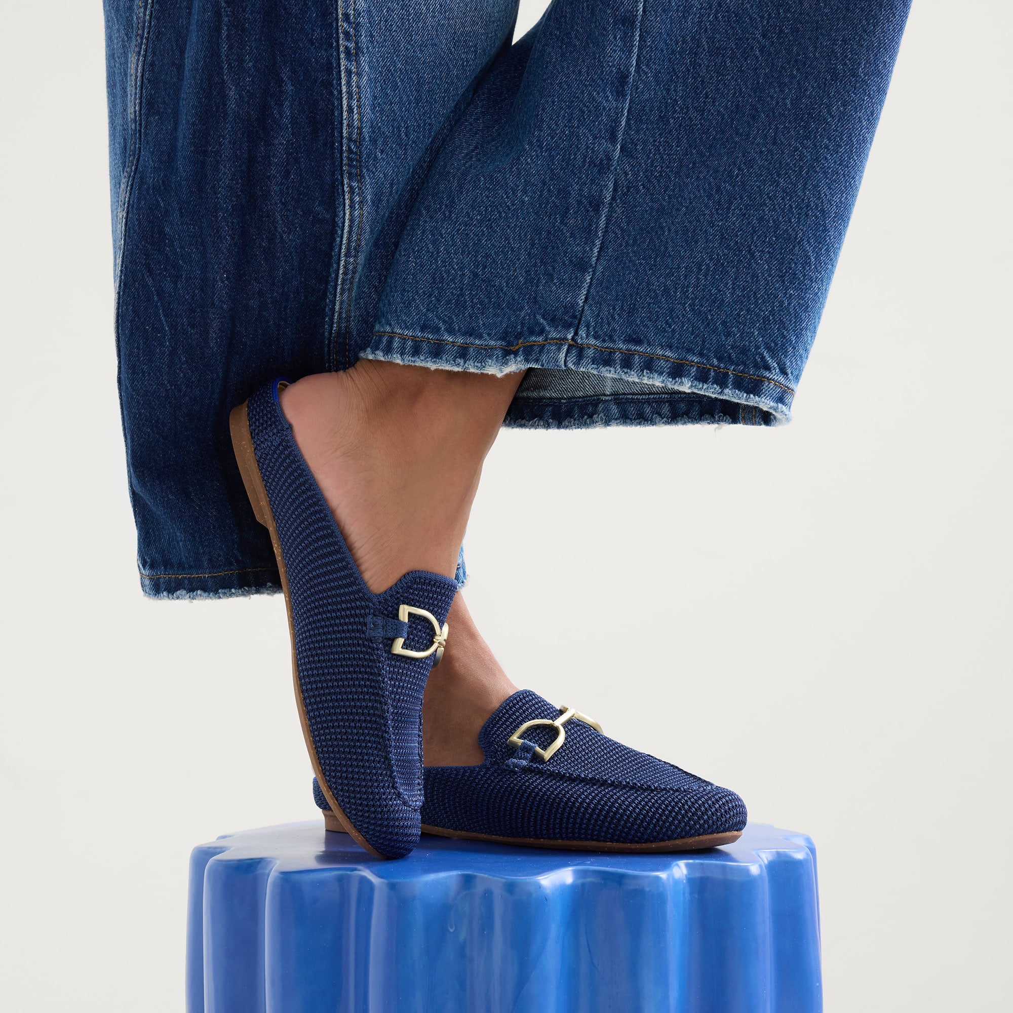 The Double Bit Loafer Mule - Blue Raffia-Knit - Image 2