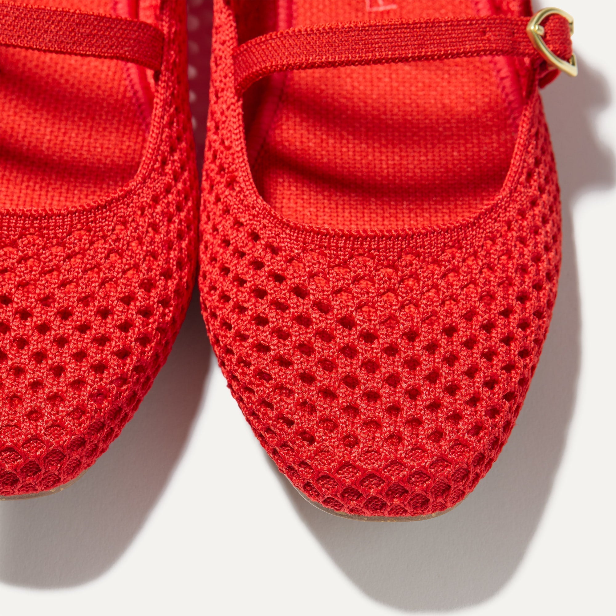 The Double Buckle Mary Jane - Bright Red Mesh - Image 5