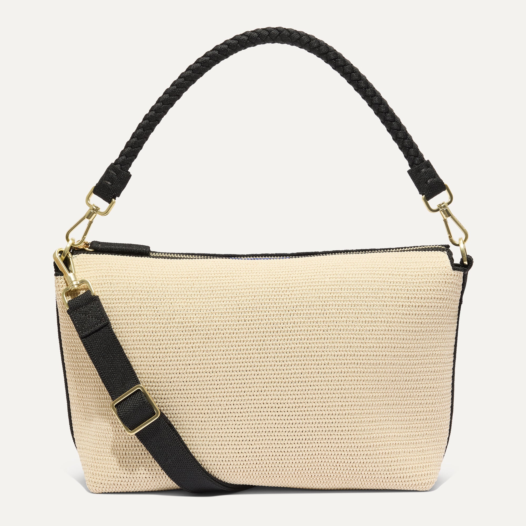 The Daily Crossbody - Black and White Raffia-Knit - Image 2