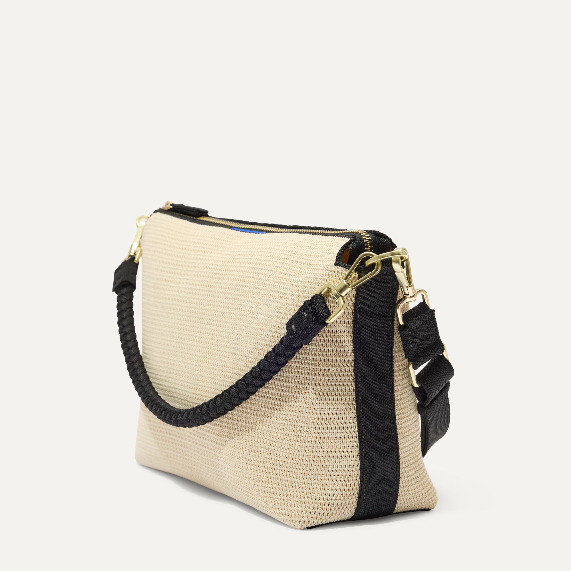 The Daily Crossbody - Black and White Raffia-Knit - Image 4