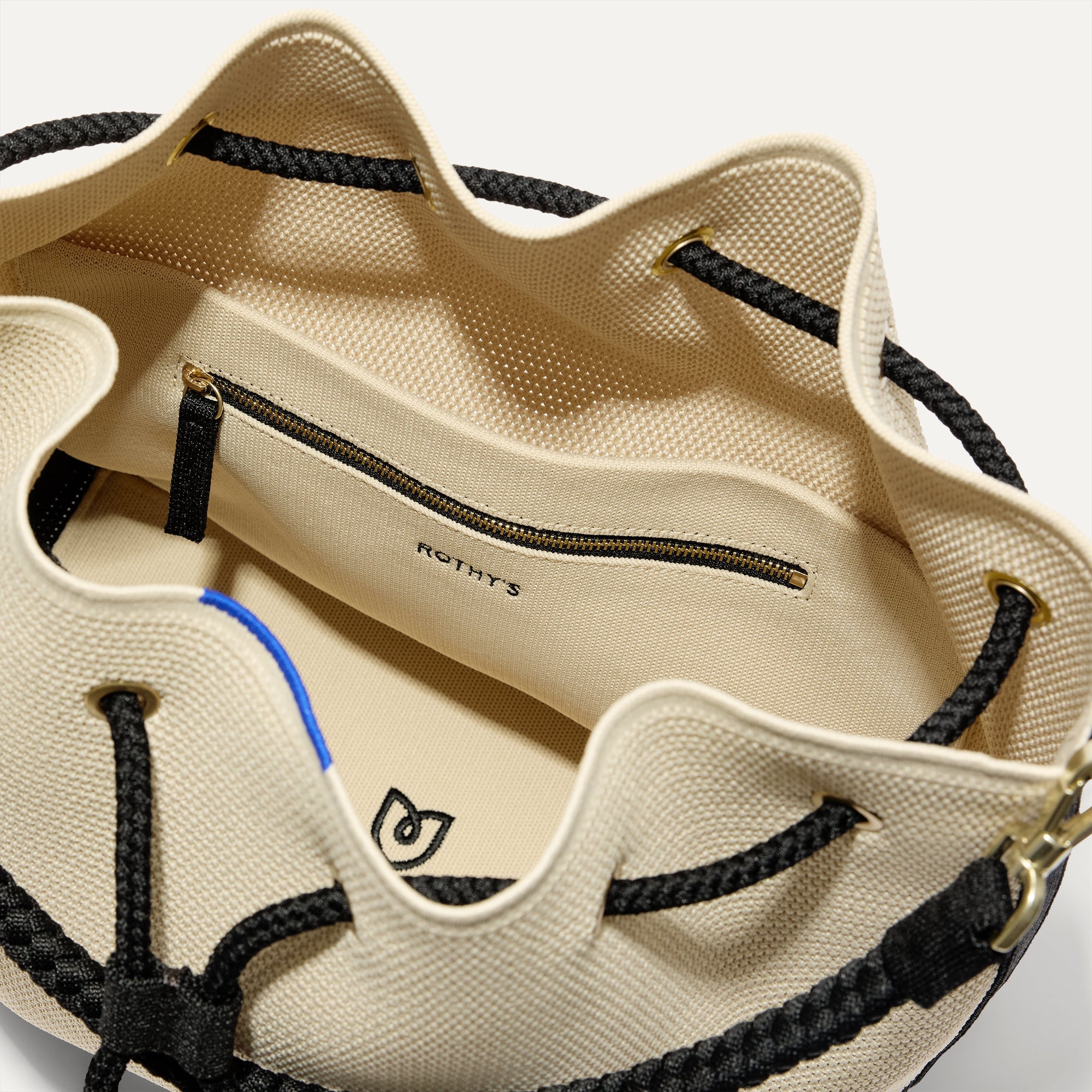The Cinch Bucket Bag - Black and White Raffia-Knit - Image 7